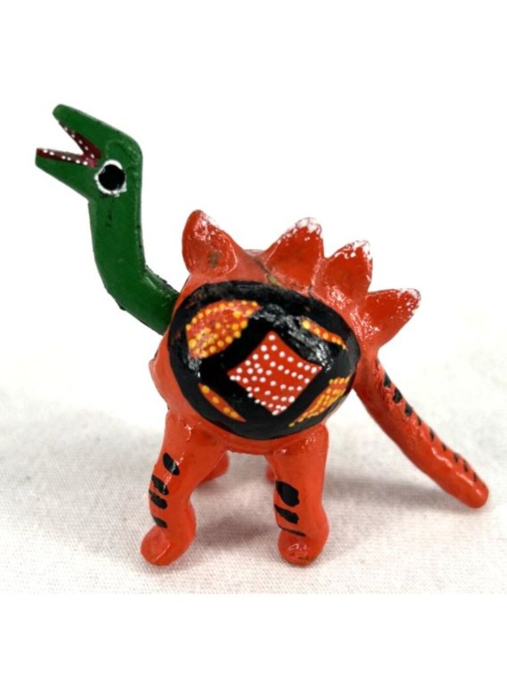 Stegosaurus Nodder Wooden Bobble Head Painted Mexican Folk Art 2.25"